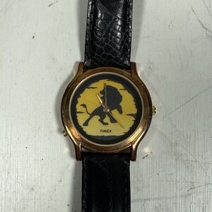 Vintage 1990s‎ TIMEX Disney's "The Lion King" Silhouette Gold Tone Indiglo Watch